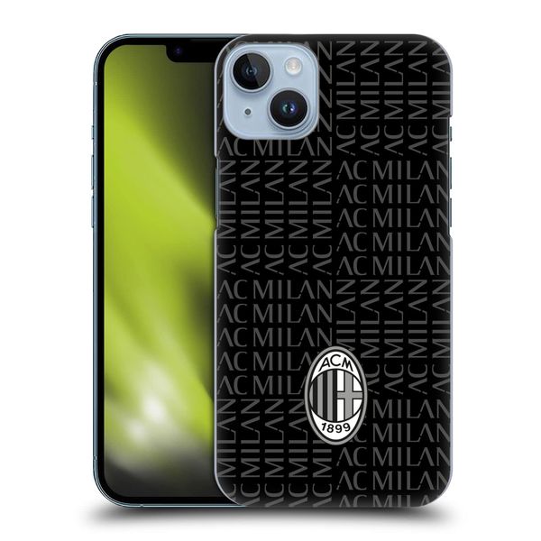 Head Case Designs Officially Licensed AC Milan Black And Grey Crest Patterns Hard Back Case Compatible With Apple iPhone 14 Plus