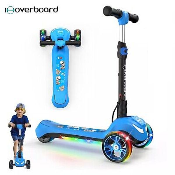 Kids Electric Scooter LED 3 Wheels Kick E-Scooter Foldable Adjustable Handlebars