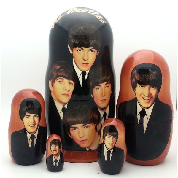 Beatles Russian Nesting Dolls 5 Piece Matryoshka Stacking Doll Set 7" Tall