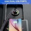 12V-24V Dual USB Car Fast Charger Cigarette Lighter Socket Adapter LED Voltmeter
