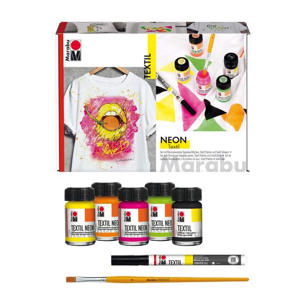 Marabu Textil Neon Fabric Printing Set
