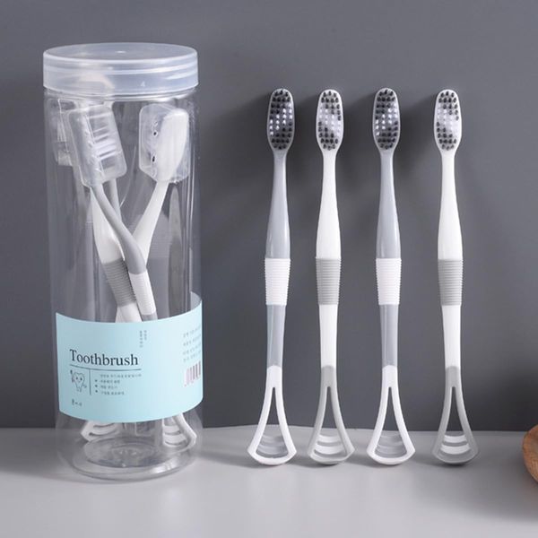 Toothbrush Set of 8 Wide Toothbrush Toothbrush Soft Tongue Scraper Design Extra Fine Toothbrush for Adult Yearly Personal Use Household Toothbrush Prevention (Gray)