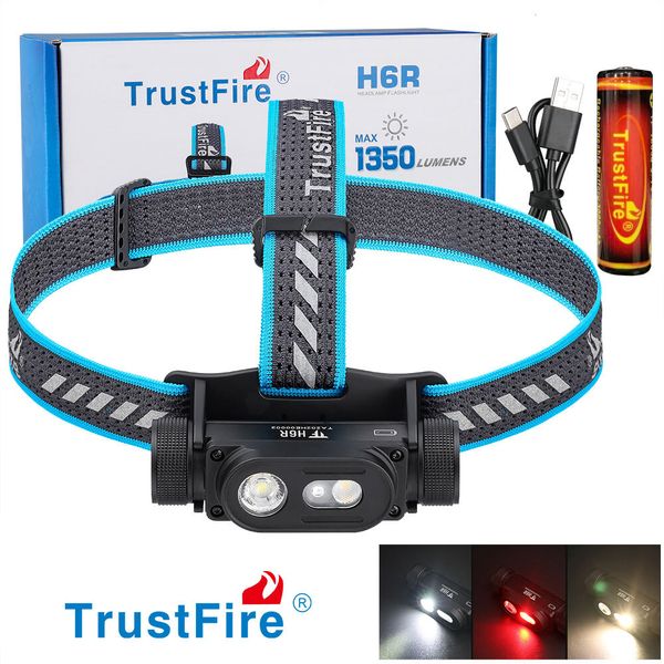 Trustfire 1350LM Headlamp Rechargeable Headlight Flashlight W/RED Light 3 Modes
