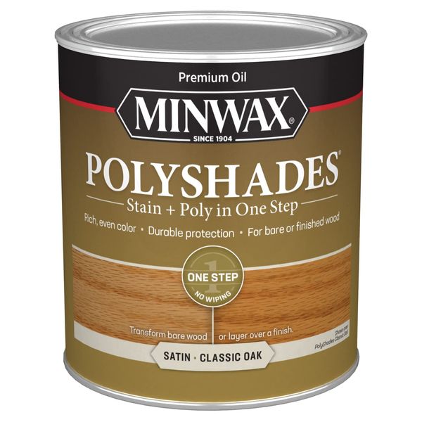 Minwax PolyShades Wood Stain + Polyurethane Finish – Quart, Classic Oak, Satin