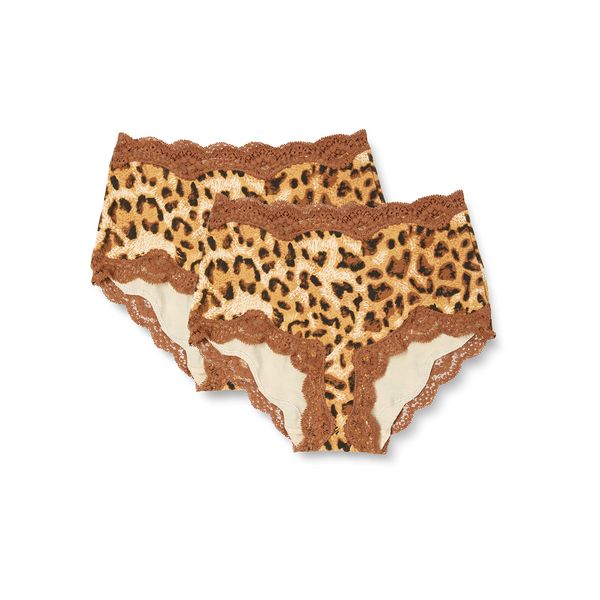 [Shape Zone] Beautiful Pelvis Cotton Panties, Leopard, M-L, Set of 2