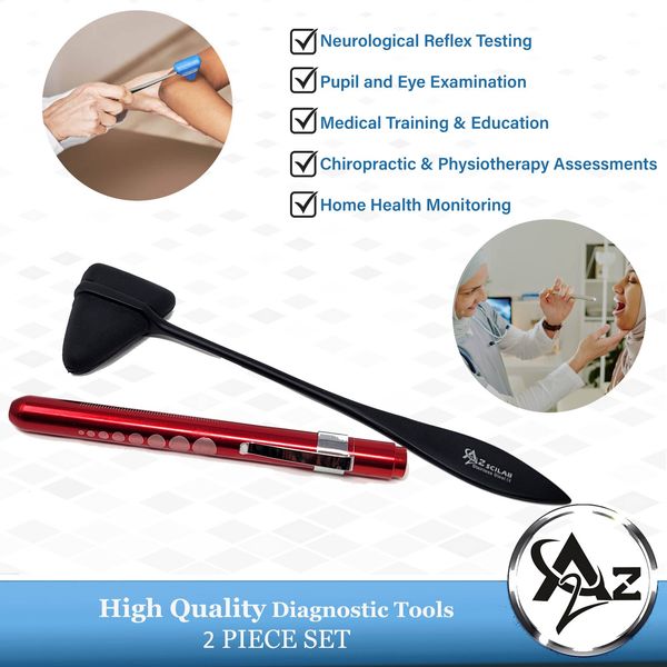 Medical Diagnostic Kit Percussion Reflex Hammer Penlight–Neurological Exam Tools