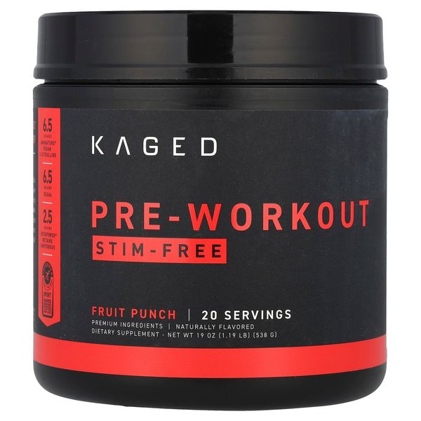 Pre-Workout, Stim-Free, Fruit Punch, 1.19 lb (538 g)