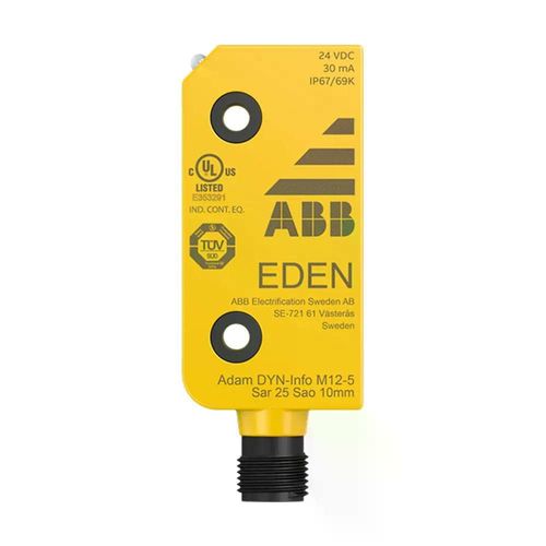 ABB Adam DYN-Info M12-5 Safety Sensor Unit, M12-5 Male Connector, IP69K, Yellow (ABB2TLA020051R5100)