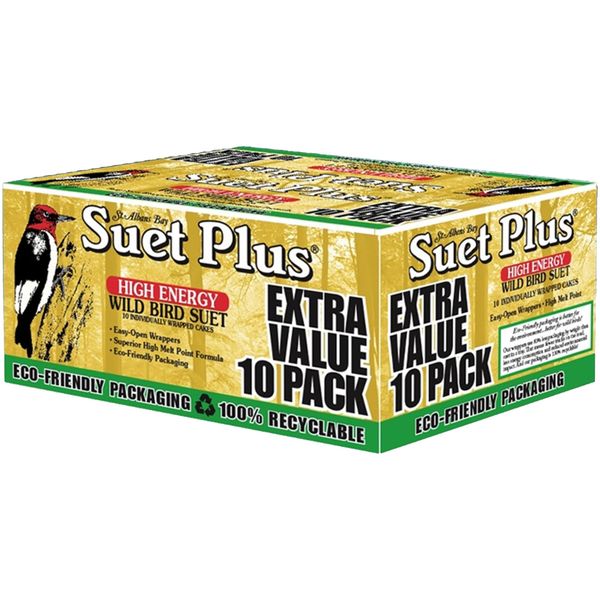 High Energy Suet Cakes for Wild Birds | 10 Pack of 11 oz. Bird Suet Cakes