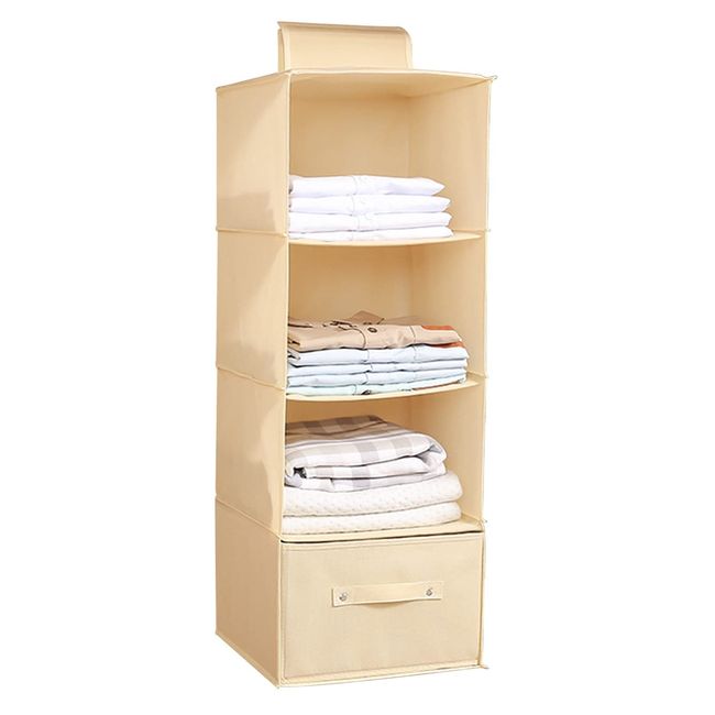 Hanging Storage Foldable Closet Storage with Drawers Clothes Storage Rack Underwear Storage Rack with Drawers Non-woven Fabric Shirt Storage Holder Hanging Closet Washable Large Capacity Easy