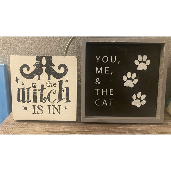 You Me & The Cat Framed + The Witch Is In Wall Art combo!