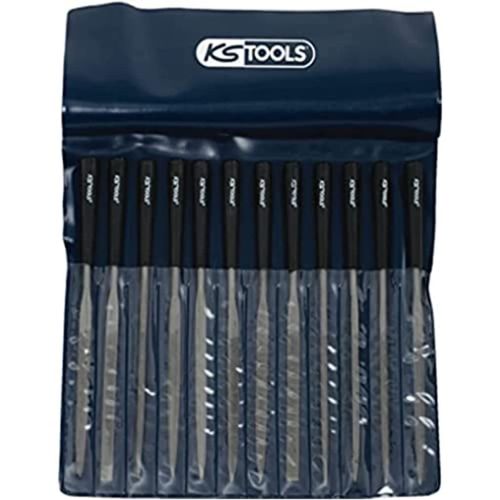 KS TOOLS High Cutting Rate Needle Files Set, 12 pcs, 145mm, Black