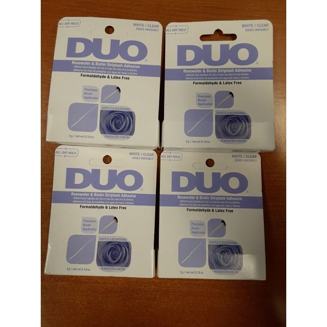 4 Pk: DUO Biotin & Rosewater Striplash Adhesive, White/Dries Clear  -   E6B