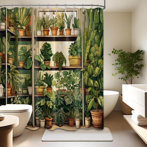 dueeia Botanical Shower Curtain Green Nature Plant Greenery Floral Bathroom Decor, Waterproof Fabric 72 x 72 inch with Hooks