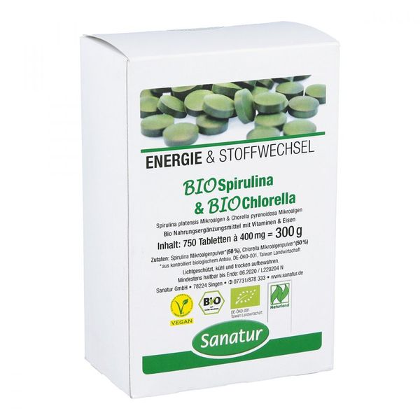 biospirulina & biochlorella 2 in 1 tabletten 750 St