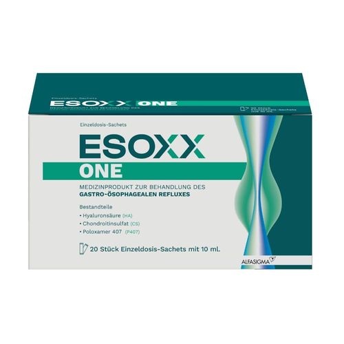 ESOXX One - Effective Protection with Fast Relief and Regeneration for Reflux Complaints - with Hyaluronic Acid, Chondroitin Sulphate & Poloxamer 407 - Gluten Free & Lactose Free, Pack of 20 Bags