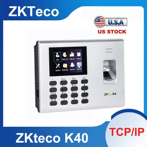 US ZKteco K40 Fingerprint Time Clock Access Control Terminal Built in Battery