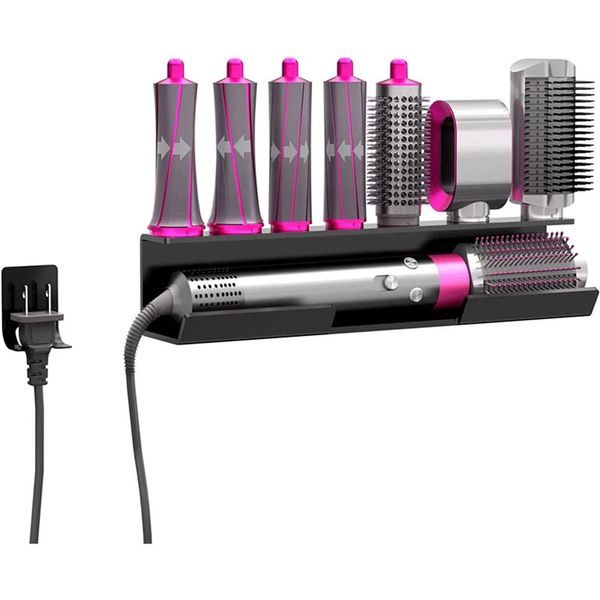 Wall Mount Holder for Dyson Airwrap Styler Hair Curling Iron Wand Barrels and Brushes Storage Stand Rack with Cord Organizer Acrylic