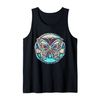 Abstract Butterfly Button Brown Beige Cyan - Fan Fun Tank Top
