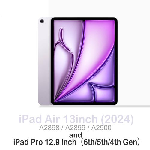 Feams for iPad Air 13 Inch Case M3 2025/M2 2024, Slim iPad Pro 12.9 Inch 6th/5th/4th Generation 2022/2021/2020 Case Clear Back Cover with Auto Sleep & Pencil Holder, Purple Flowers
