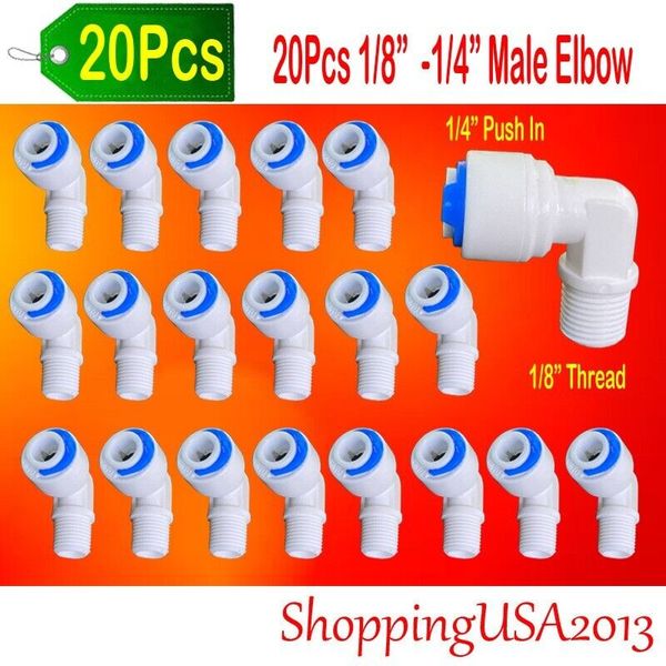 20 Pcs 1/4-1/8" Male Elbow Thread Fitting Connector For Water Filter Under-SinK
