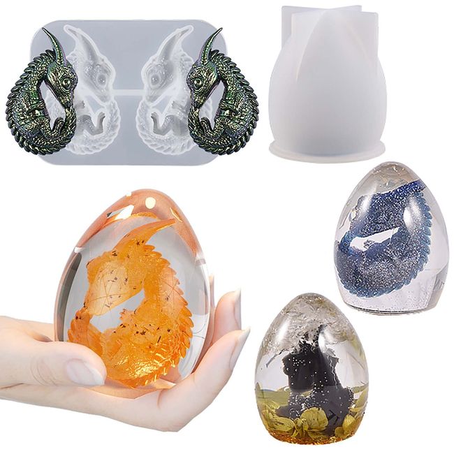 New 2 Pack Dragon Egg Mold Dinosaur Mold Silicone Mold for Resin Dragon Candle Mold Easter Egg Mold Dragon Silicone Mold for Candles Resin Mold Dragon Mold Candle Making Molds Soap Making Molds