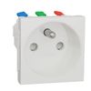 Unica – Socket 2P + T – FR – 90° – Cable Duct – Connex Rapid – White – Mecha Single
