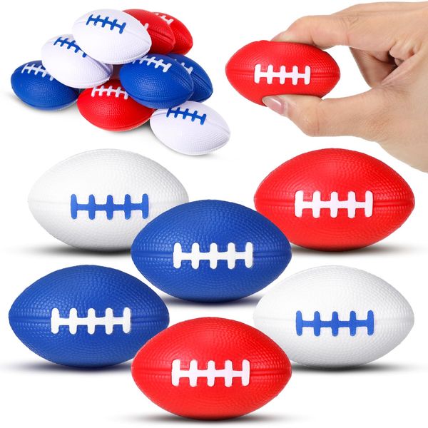 Seenelling 12 Pack Mini Foam Football Sports Stress Ball Bulk Sport Themed Party Accessories Gift for Birthday Party Decorations Football Party Favors Soft Football Stress Relief