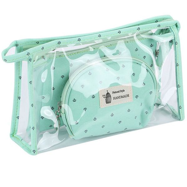 3PCS Travel Makeup Bag Set, Veriya Clear Cosmetic Case Toiletry Wash Storage Holder Pouch Purse Bags for Girls Women Ladies Travelling or Daily Use (Green)