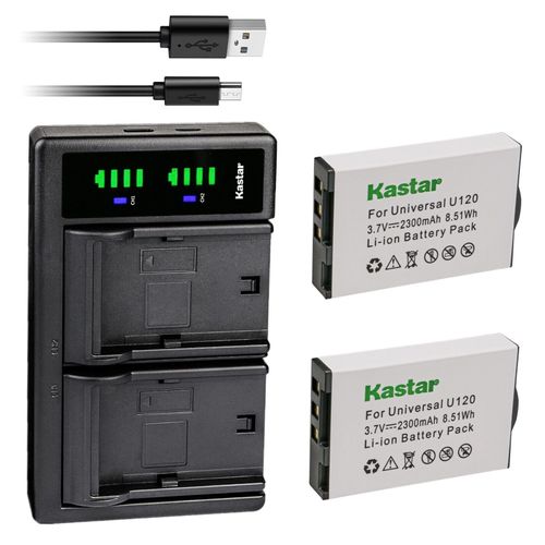 Kastar 2-Pack U120 Battery and LTD2 Charger Compatible with URC BATT-TRC1080 BTBL73386 Battery, URC TRC-1080 URC TRC-820 URC MX-1400 URC MXHP-R500 URC MXHP-R700 URC HS-R100 URC RM-2 Remote Control