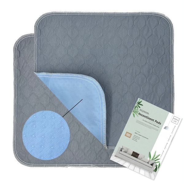 RIQINXIN Washable No-Leaking Incontinence Pads For Chair Quilted Incontinence Seat Pads For Adults Senior Sofa 21x22in 2pcs Grey