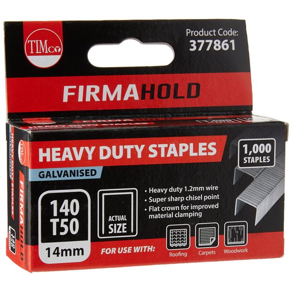 TIMCO Heavy Duty Chisel Point Galvanised Staples - 14mm
