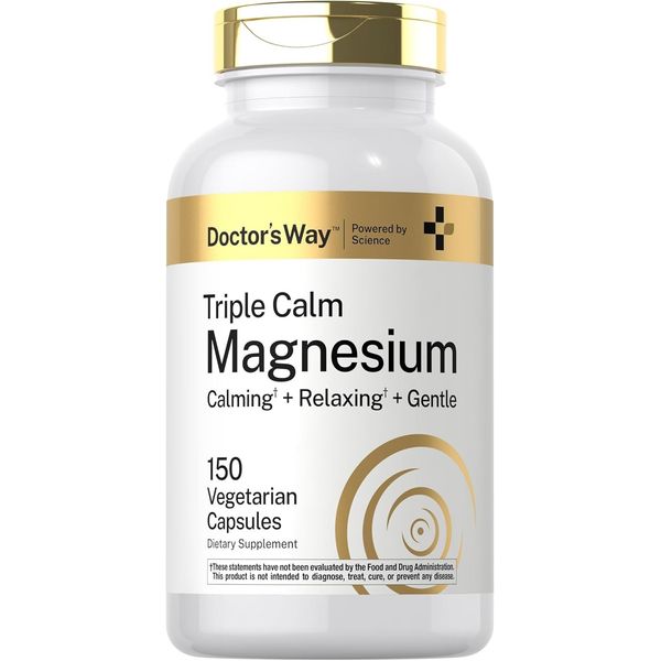 Triple Magnesium Complex | Citrate, Glycinate, & Malate Supplement 150 Capsules