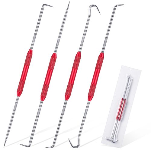 4 Pcs Hook and Pick Set Double Pointed Scribe Car Auto Oil Metal Pick O Ring Seal Puller Hooked Scriber Marking Tools for Carpenter Machinists Technicians, 9.06 Inches