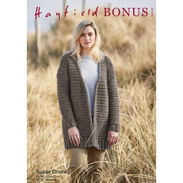 Hayfield Bonus Super Chunky Knitting Pattern - 10002 Coatigan