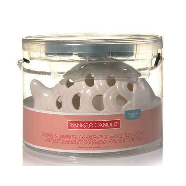 Fish Ceramic Luminary Tea Light Holder Set Yankee Candle NEW catching rays sea