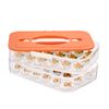 BTSKY Deviled Egg Platter with Lid, 2-Layer 36 Slots Deviled Egg Carrier, Clear Portable Egg Holder for Fridge Reusable Deviled Egg Tray Egg Carton Box for Easter and Party Favor (2-Layer, Orange)