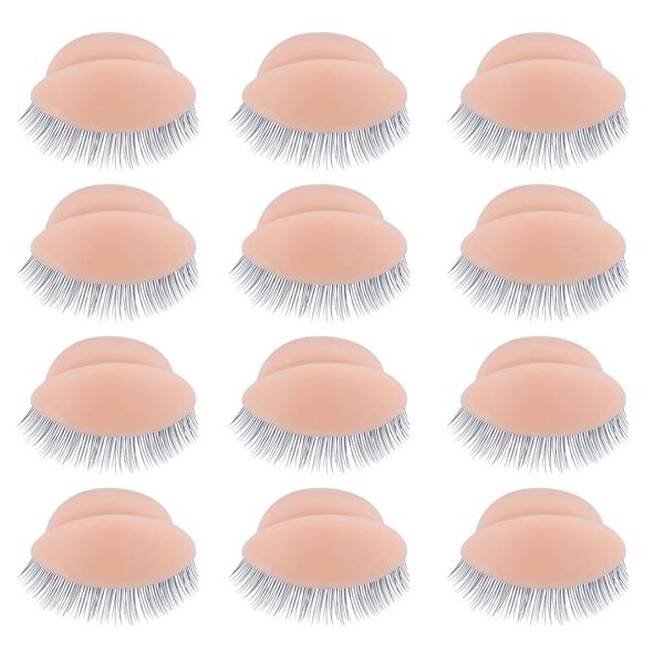 WBCBEC 6 Pairs Replacement Eyelids for Mannequin Head Removable Realistic Eyelids with Eyelashes Mannequin Head Eyelids for Eyelash Training Practice Makeup Eyelash Extensions (Skin)