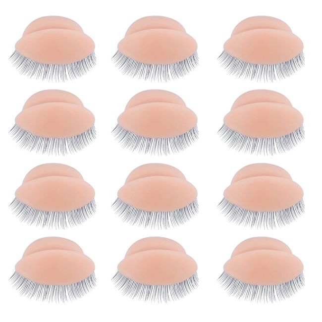 WBCBEC 6 Pairs Replacement Eyelids for Mannequin Head Removable Realistic Eyelids with Eyelashes Mannequin Head Eyelids for Eyelash Training Practice Makeup Eyelash Extensions (Skin)