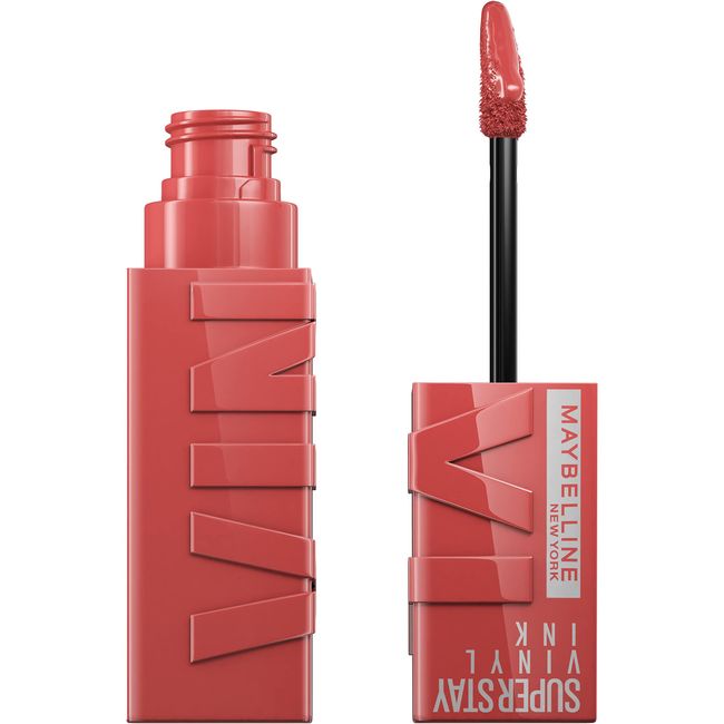 Maybelline New York flüssiger Lippenstift, Liquid Lipstick mit 16 Stunden Halt und glänzendem Finish, Super Stay Vinyl Ink, Nr. 15 Peachy, 4,2 ml