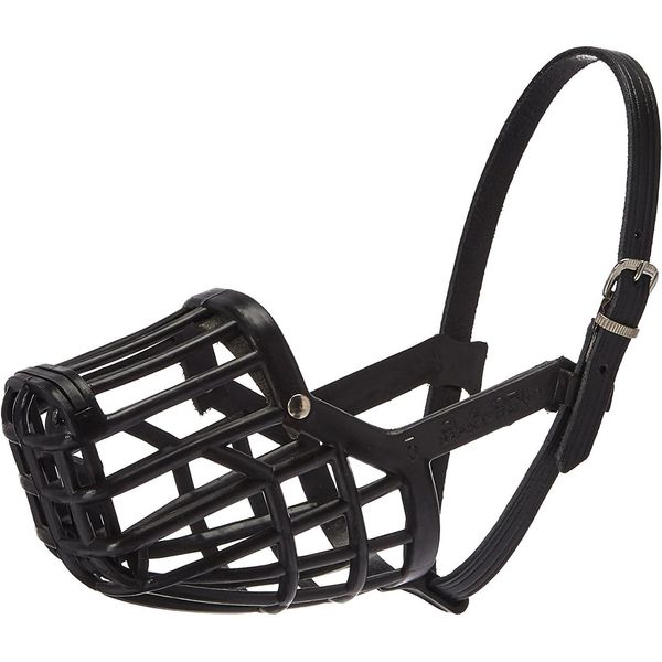 OmniPet Leather Brothers Italian Basket Dog Muzzle, Adjustable Secure Fit, Comfortable Design, Training and Safety, Averts Biting, Prevents Chewing and Scavenging, Perfect for Grooming - Black, Size 6