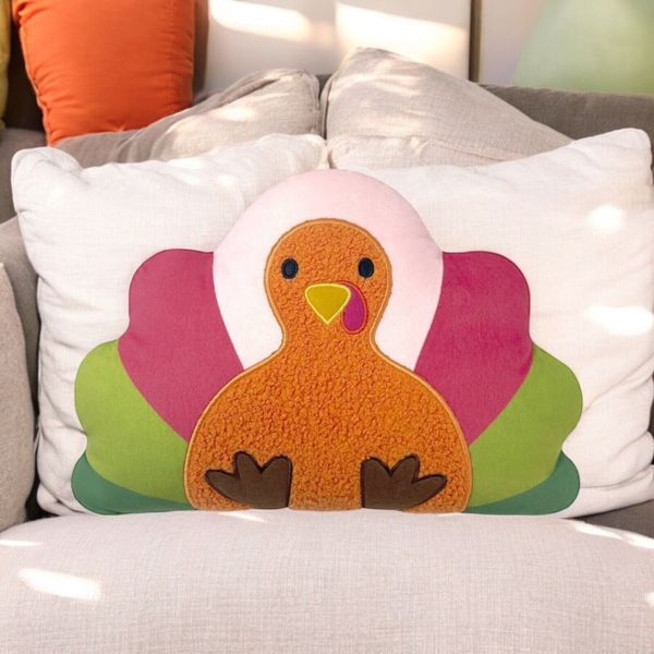 Target 2024 Colorful Turkey Shaped Pillow Fall Thanksgiving