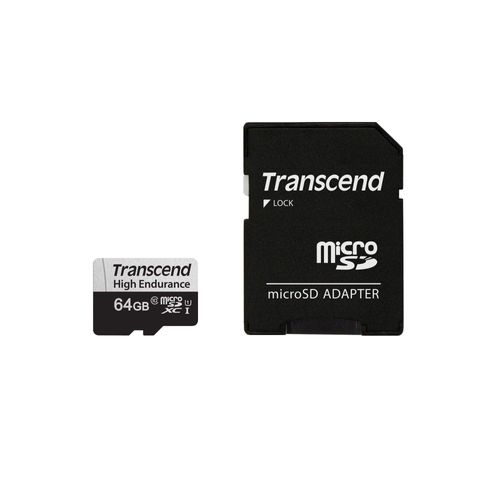 Transcend 64GB microSDXC 350V Memory Card UHS- I, C10, U3, Full HD, Up to 95/45 MB/s (ideal for dashcams, security cameras and surveillance systems) TS64GUSD350V