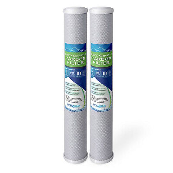 20" x 2.5" Block Carbon Water Filter 5 Micron Whole House Cartridges Set of 2