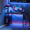 44" Computer Desk w/ Power Outlets Led Desk 4 Tiers Reversible Shelf Hook & Side