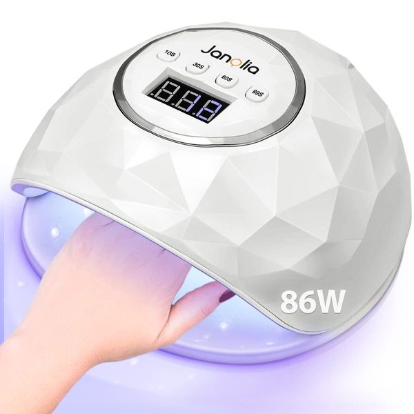 Janolia UV LED Lampada Unghie 86W, per Manicure e Pedicure con Automatico Sensore, Display LCD, 4 Timers da10s 30s 60s 99s