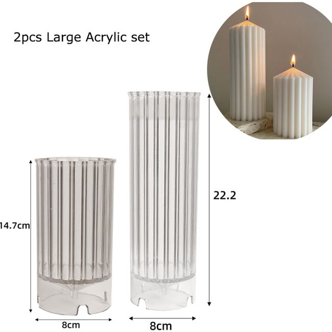 Roman Striped Tall Pillar Candle Molds Cylindrical Aesthetic Twist