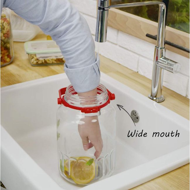 Paksh Novelty - Food Storage Container - Glass Jar Wide Mouth, Airtight Metal Lid, USDA Approved BPA-Free Dishwasher Safe for Fermenting Kombucha