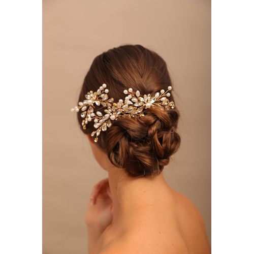 YERTTER 3pcs Wedding Gold Crystal Hair Pins Set Updo Rhinestone Crystal Rhinestone Hair Clip Bun Head Pieces for Bride Bridesmaid Flower Girl Wedding Prom Birthday Party