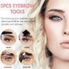 Gibot Eyebrow Set, 5pcs Stainless Steel Eyebrow Grooming Kit with Tweezers, Scissors, Eyebrow Brush Comb, Eyebrow Pencil, Razor and Travel Case for Women and Men, Black